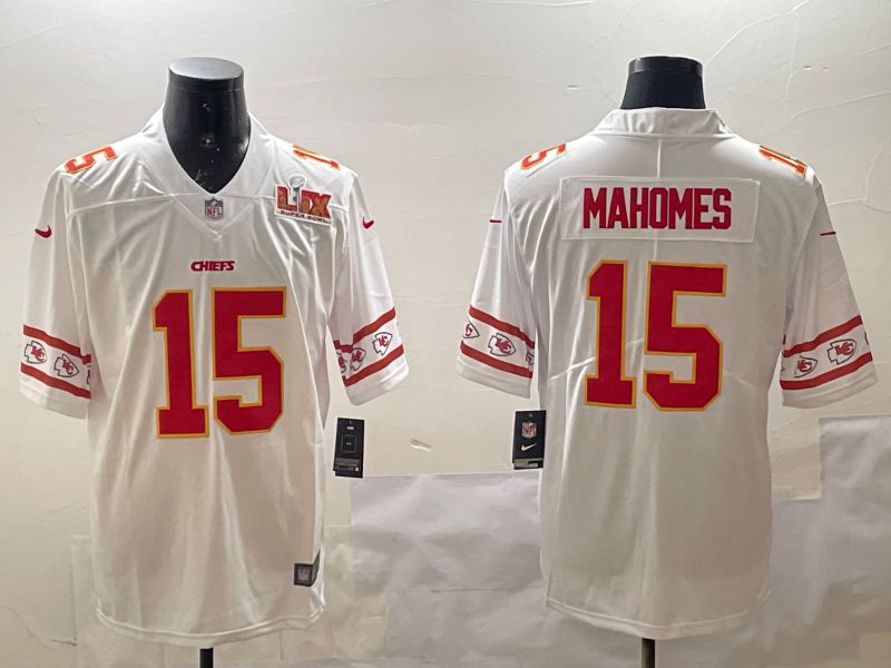 Men Kansas City Chiefs 15 Mahomes White 2025 Nike Vapor Limited NFL Jersey style 13